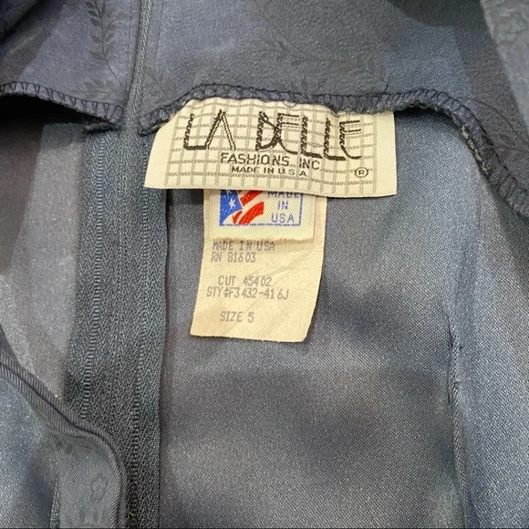 𝅺La Belle Vintage Dark Navy Floral Print Dress Size 5 - Picture 4 of 5